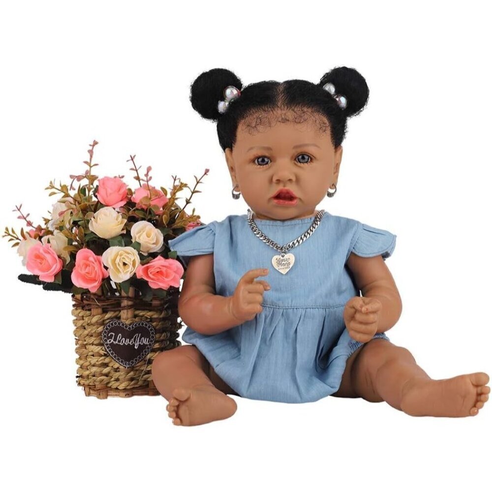 🆕Hoomai Soft Body Baby Dolls Blue African American Realistic  22.8 Inch Kids